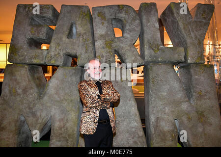 Peter Lord, CBE, Animator, film Produzent, Regisseur und Mitbegründer von Aardman Animations, besucht die Vorführung des neuen Nick Park Film frühen Menschen bei Showcase Cinema de Lux, in Bristol. Stockfoto