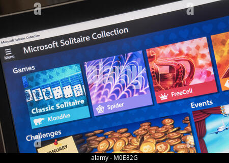 Computer Screenshot von Microsoft solitaire Spielesammlung Stockfoto