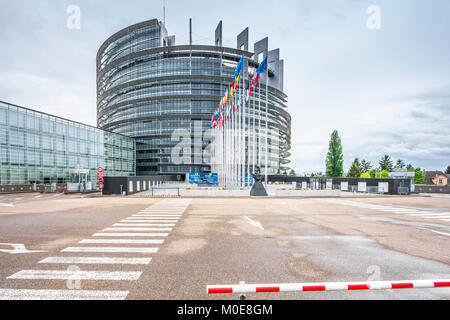 Blick auf das Gebäude des Europäischen Parlaments in Straßburg Stockfoto