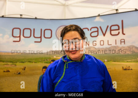 Messegelände Olympia, London, UK, 21. Januar 2018. Die Adventure Travel Show, der nun in seinem 22. Jahr, präsentiert eine Welt der außergewöhnlichen Reisen, mit inspirierenden Gespräche und Vorträge zu Handel und Öffentliche. Credit: Imageplotter Nachrichten und Sport/Alamy leben Nachrichten Stockfoto