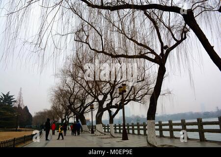 Jinan, Jinan, China. 21 Jan, 2018. Jinan, CHINA - 21. Januar 2018: Nebel umhüllt die Daming Lake Scenic Area in Jinan, der ostchinesischen Provinz Shandong. Credit: SIPA Asien/ZUMA Draht/Alamy leben Nachrichten Stockfoto