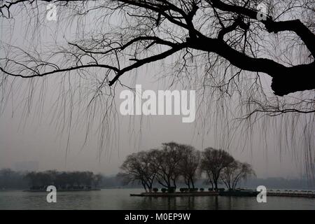 Jinan, Jinan, China. 21 Jan, 2018. Jinan, CHINA - 21. Januar 2018: Nebel umhüllt die Daming Lake Scenic Area in Jinan, der ostchinesischen Provinz Shandong. Credit: SIPA Asien/ZUMA Draht/Alamy leben Nachrichten Stockfoto