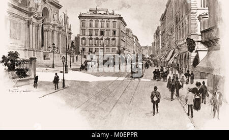 Der Via Nazionale, eine Straße im historischen Zentrum von Rom, Italien, 19. Jahrhundert Stockfoto