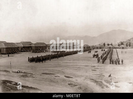 Militärische Inspektion durch den Herzog von Connaught, Hongkong, 1907 Stockfoto