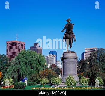 George Washington Reiterstandbild in Public Garden in Boston, Massachusetts, USA. Stockfoto