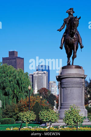 George Washington Reiterstandbild in Public Garden in Boston, Massachusetts, USA. Stockfoto