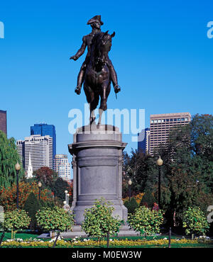 George Washington Reiterstandbild in Public Garden in Boston, Massachusetts, USA. Stockfoto