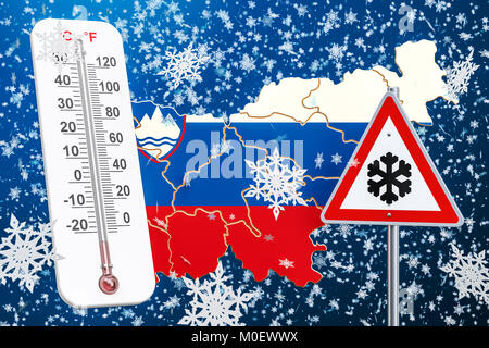 Schnee Sturm, Schnee und Sturm in Slowenien Konzept, 3D-Rendering Stockfoto