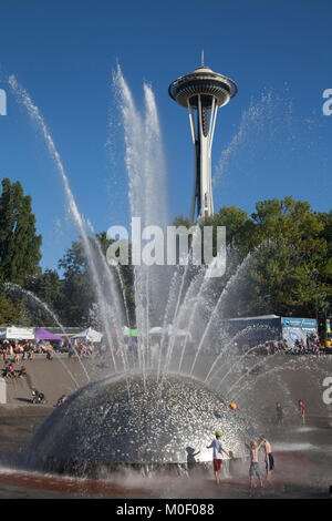 Internationale Brunnen, Space Needle, Seattle, Center, Washington, USA Stockfoto