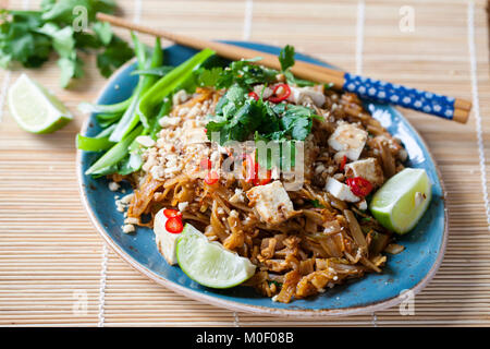 Vegetarische Pad Thai mit Tofu Stockfoto