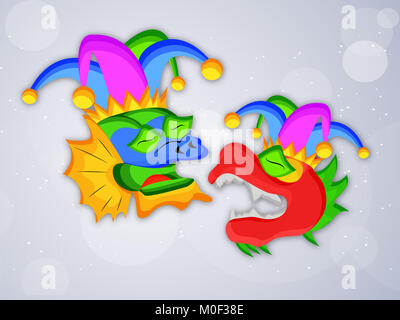 Abbildung: Elemente des Mardi Gras Carnival Hintergrund Stockfoto