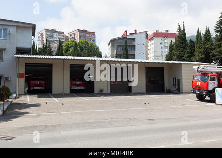 Lazarevskoe, Sotschi, die Region Krasnodar, Russland - Juli 2, 2014: Firehouse Stockfoto