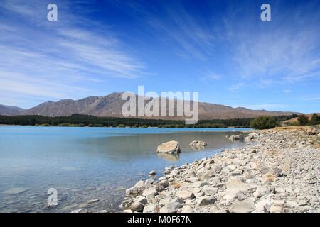 Lake Tekapo Landschaft in der Region Canterbury auf Neuseeland Stockfoto