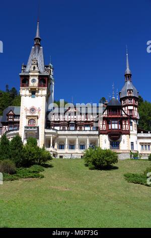 Schloss Peles in Muntenia Region, Rumänien. Alte Gebäude in Sinaia (Prahova County). Stockfoto