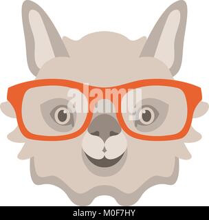 Lama Gesicht in Gläser Vektor-illustration Flat Style vorne Stock Vektor