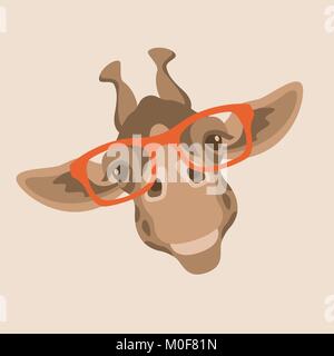 Giraffe Gesicht in Gläser Vektor-illustration Flat Style vorne Stock Vektor