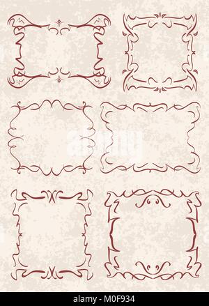 Satz von sechs dekorative Rahmen Stock Vektor
