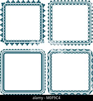Set mit 4 quadratischen Rahmen mit runden Ecken Stock Vektor
