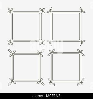 Satz von vier dekorative Rahmen mit voll editierbare Strichbreite Stock Vektor