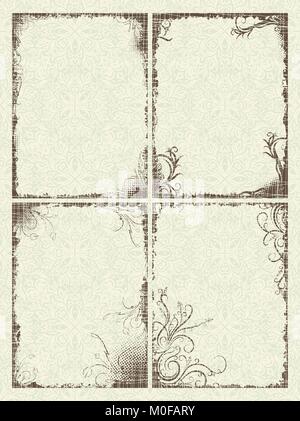 Satz von vier Frames in grunge Stil. Stock Vektor
