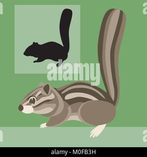 Chipmunk Vektor-illustration Flat Style schwarze Silhouette Profil einrichten Seite Stock Vektor