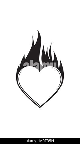 Abstract vector Flammende Herzen mit Flamme für Ihr Design oder Tätowierung. Stock Vektor