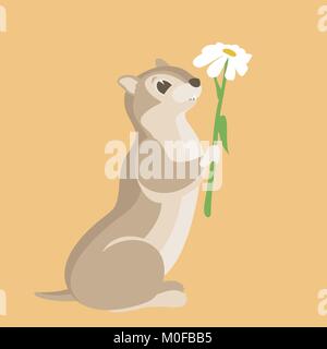 Chipmunk und Blume Vektor-illustration Flat Style Profil Seite Stock Vektor