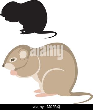 Maus vole Vektor-illustration Flat Style schwarze Silhouette Profil einrichten Seite Stock Vektor