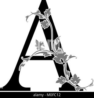 Buchstabe "A" mit floralen Zweig Stock Vektor