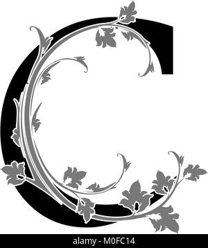 Buchstabe 'C' mit floralen Zweig Stock Vektor