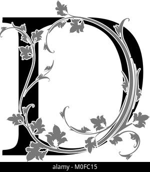Buchstabe 'D' mit floralen Zweig Stock Vektor