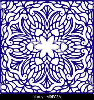 Abstract vector quadratische Spitze Design in Blau - Hintergrund, dekoratives Element Stock Vektor