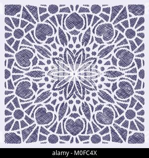 Spitze dekoratives Element - Mandala in Kontakt Schlaganfall Stil wie Stickerei, Hand gezeichnet Tinte doodle Dekor oder Ect Stock Vektor