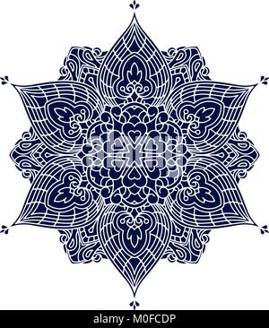 Abstract Vector schwarz runde Spitze Design - Mandala, ethnischen dekoratives Element. Tattoo. Stock Vektor