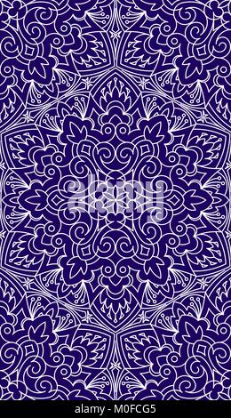 Nahtlose abstrakte Tribal Muster. Hand gezeichnet der ethnischen Struktur. Vector Illustration in dunklen Blautönen. Stock Vektor