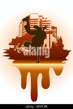 Urban grunge Hintergrund mit Street Dancer Stock Vektor