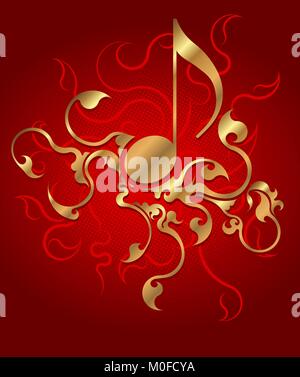 Musikalischer Hintergrund mit gold Hinweis. Vector Illustration. Stock Vektor
