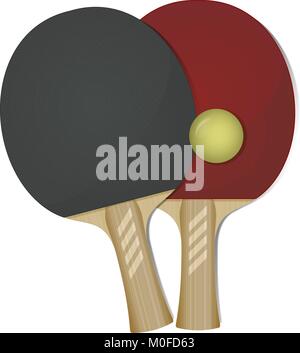 Ping pong Schläger und Ball, isoliert, Vektor Stock Vektor