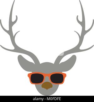 Hirschkopf in Gläsern Vektor-illustration Flat Style Vorderseite Stock Vektor