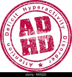 ADHD (Attention Deficit Hyperactivity Disorder) Stempel. Stock Vektor