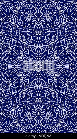 Nahtlose abstrakte Tribal Muster. Hand gezeichnet der ethnischen Struktur. Vector Illustration in dunklen Blautönen. Stock Vektor