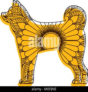 Hand gezeichnet für Erwachsene Malvorlagen mit Hund zentangle Stock Vektor
