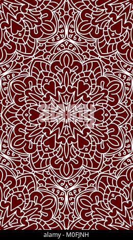 Nahtlose abstrakte Tribal Muster. Hand gezeichnet der ethnischen Struktur. Vector Illustration in dunklen Rottönen. Stock Vektor