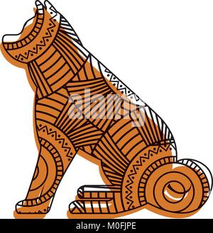 Hand gezeichnet für Erwachsene Malvorlagen mit Hund sitzen zentangle Stock Vektor