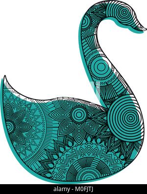 Hand gezeichnet für Erwachsene Malvorlagen mit Swan zentangle Stock Vektor