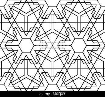 Nahtlose Vintage Schwarz und Weiß geometrische Muster. Fliese Textur, ethnische Verzierung. Stock Vektor