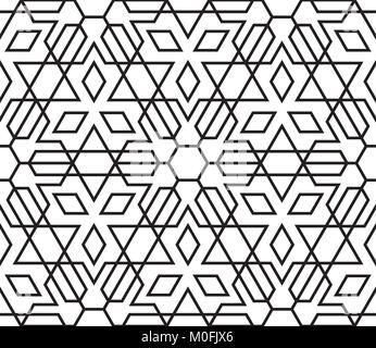 Nahtlose Vintage Schwarz und Weiß geometrische Muster. Fliese Textur, ethnische Verzierung. Stock Vektor
