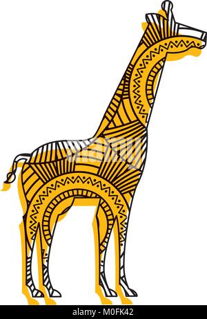 Hand gezeichnet für Erwachsene Malvorlagen mit Giraffe zentangle Stock Vektor