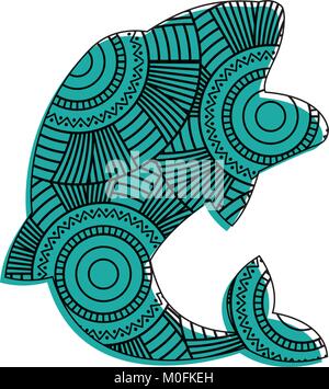 Hand gezeichnet für Erwachsene Malvorlagen mit Wal zentangle Stock Vektor