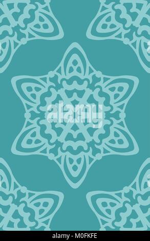 Nahtlose abstrakte Tribal Muster. Hand gezeichnet ethnischen Textur, Vector Illustration in Aquamarine Tönen. Stock Vektor